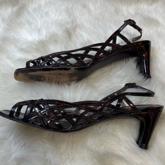 STUART WEITZMAN TORTOISE "TANGLE" PATENT SANDALS Shoes Strappy Size‎ 8 Summer - Picture 2 of 10